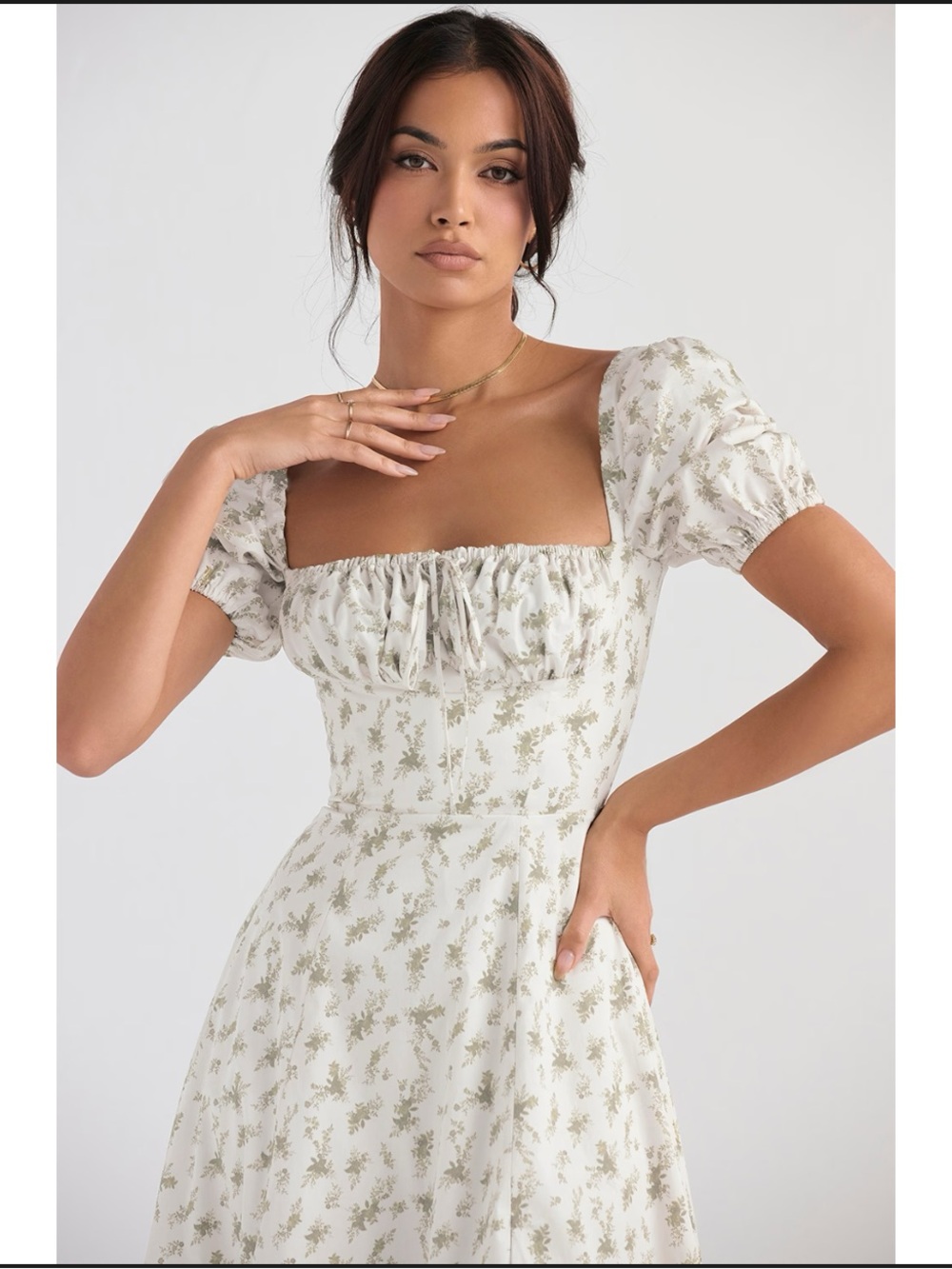 House of CB Tallulah Garden Print Puff Sleeve Midi Cottagecore Milkmaid Sundress - Picture 4 of 12
